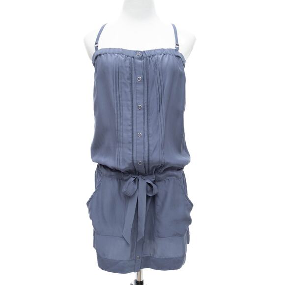 Guess Blue 100% Silk Spaghetti Strap Summer Dress Size 5 - Picture 1 of 12